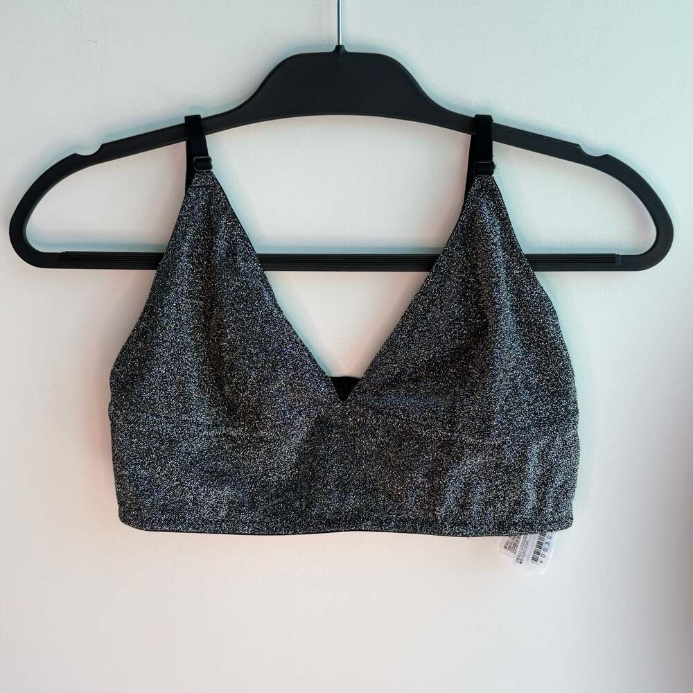 Forever 21 Glitter Metallic V-Neck Bralette Crop Top Size L